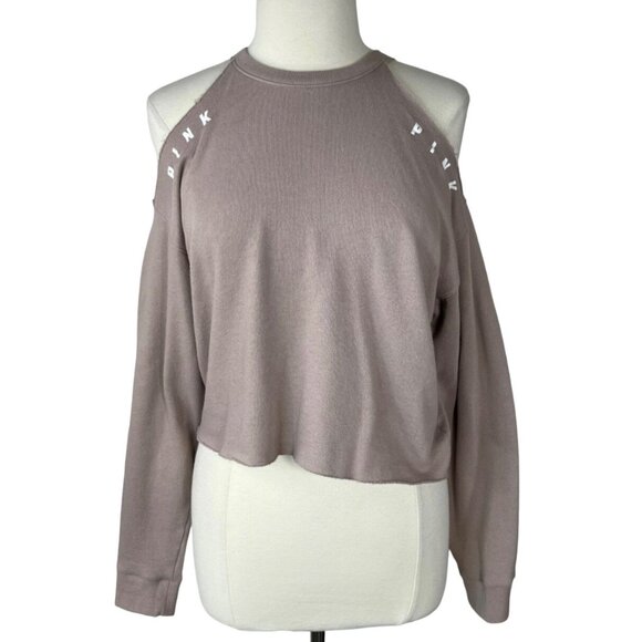 Pink Victorias Secret Womens Sweatshirt Pink Cold Shoulder Size Small - Picture 1 of 7